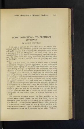 Some Objections to Women's suffrage