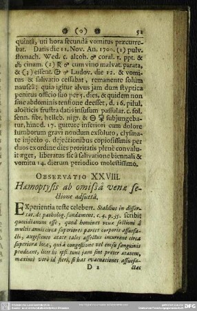Observatio XXVIII. Haemoptysis ab omissa venae sectione adsueta