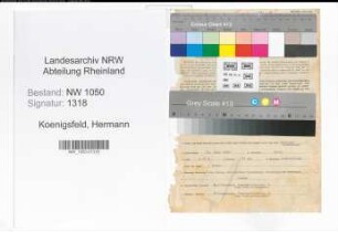 Entnazifizierung Hermann Koenigsfeld , geb. 16.06.1905 (Metzger)