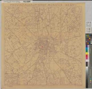 Münster (Münster) Stadtplan mit eingezeichneten Bauplätzen nach 1948 73 x 72 Pause Regierung Münster Nr. 33852