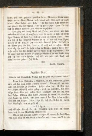 Zwölfter Brief. Worin das schändliche Laster des Lügens abgehandelt wird.
