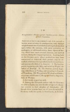 § 10. Recapitulation - Heathen period - Swabian period - Modern period - Conclusion.