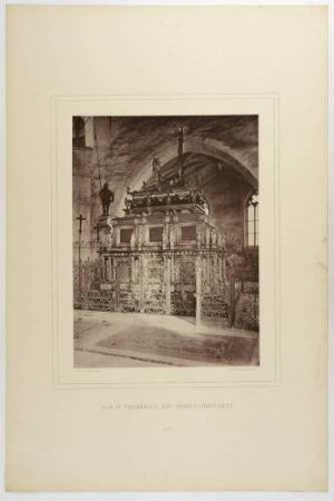 Das Moritzmonument in der Kurfürstlichen Begräbniskapelle im Chor des Domes in Freiberg in Sachsen (Renaissance-Kenotaph für Kurfürst Moritz von Sachsen, 1563), Tafel 6 aus: Monumente des Mittelalters und der Renaissance ... von 1875