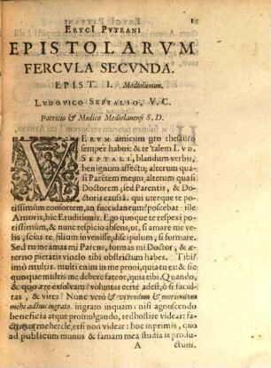 Eryci[i] Pvteani Epistolarvm ... Centvria ..., 2. Eryci[i] Pvteani Epistolarvm Fercvla Secvnda. Centvria II. & innovata