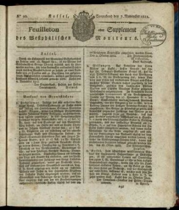 No. 90, Sonnabend den 7. November 1812