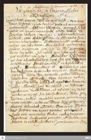 Brief von August Hermann Francke an Gottfried Vockerodt.