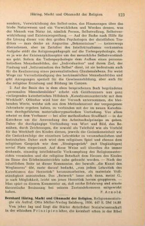 123-126 [Rezension] Häring, Bernhard, Macht und Ohnmacht der Religion