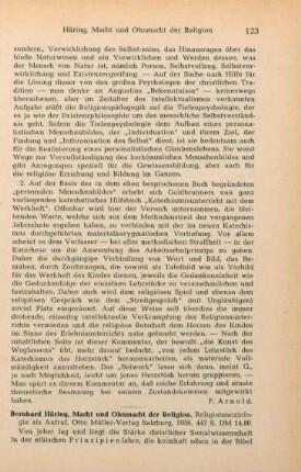 123-126 [Rezension] Häring, Bernhard, Macht und Ohnmacht der Religion