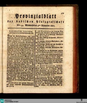 Provinzialblatt der badischen Pfalzgrafschaft