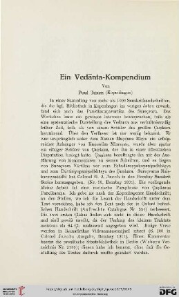 Poul Tuxen (Kopenhagen), Ein Vedānta-Kompendium