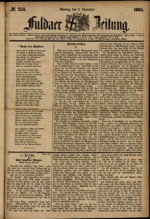 Ausgabe vom Montag, den 03. November 1884.