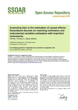 Assessing bias in the estimation of causal effects: Rosenbaum bounds on matching estimators and instrumental variables estimation with imperfect instruments