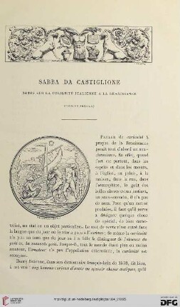 2. Pér. 30.1884: Sabba da Castiglione, [1] : notes sur la curiosité italienne a la renaissance