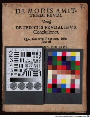 De modis amittendi feudi idemque de iudiciis feudalibus conclusiones