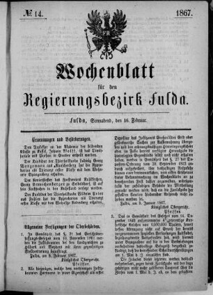 Nr. 14, Ausgabe vom 16. Februar 1867