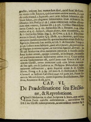 Cap. VI. De Praedestinatione seu Electione, & Reprobatione.