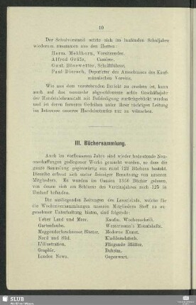 III. Büchersammlung