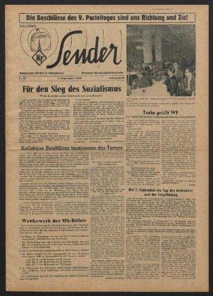Betriebszeitung 'WF-Sender', Nr.32/1958 (5. September 1958)