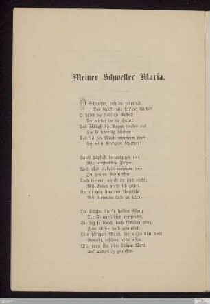 Meiner Schwester Maria