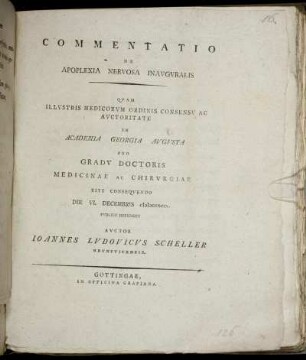 Commentatio De Apoplexia Nervosa Inavgvralis