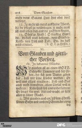 Vom Glauben und göttlicher Vorsorg.