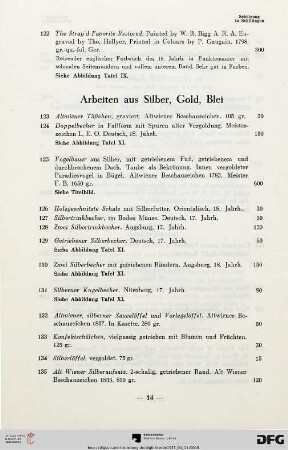 Arbeiten aus Silber, Gold, Blei (Nr. 123-161)
