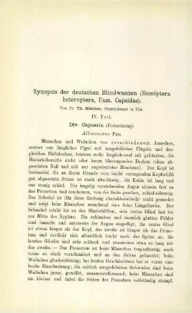 Synopsis der deutschen Blindwanzen (Hemiptera heteroptera, Fam. Capsidae). IV. Teil.