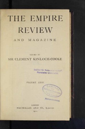 23.1912, Nos. 133-138 (February-July): The Empire review and journal of British trade