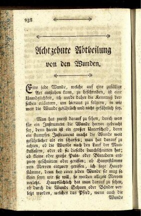 Achtzehnte Abtheilung von den Wunden.