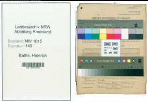 Entnazifizierung Heinrich Bathe , geb. 21.12.1912 (Metzger)