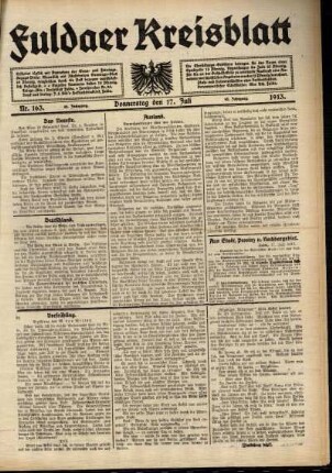 Ausgabe vom Donnerstag, den 17. Juli 1913.