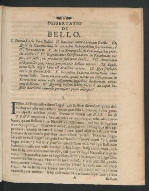 Dissertatio De Bello.