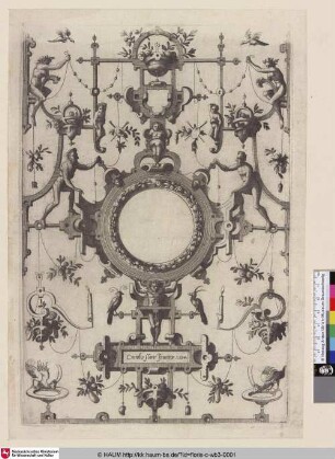 [Ornamentfüllung mit Groteske und drei Kartuschen; Surface Decoration, Grotesque with Strapwork, including three Cartouches]