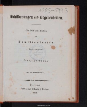 Schilderungen und Begebenheiten : ein Buch zum Vorlesen im Familienkreise