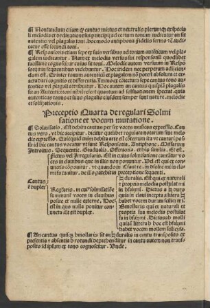 Preceptio Quarta de regulari Solmisatione et vocum mutatione.