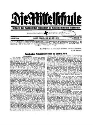 Erziehernder Religionsunterricht im Dritten Reich