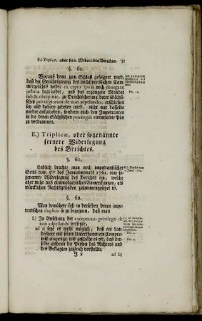 E.) Triplicӕ, oder sogenannte fernere Widerlegung des Berichtes.