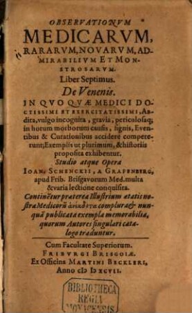 Observationum medicarum rariorum liber ..., 7