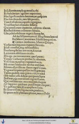 Ad doctissimum amicum Magistrum Ioannem Borsalum ... Carmen Iambicum Martini Dorpii.