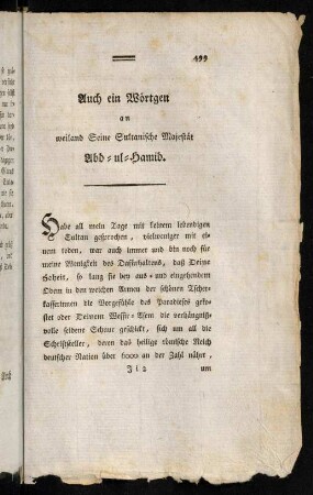 499-504, Auch ein Wörtgen an weiland Seine Sultanische Majestät Abd-ul-Hamid.