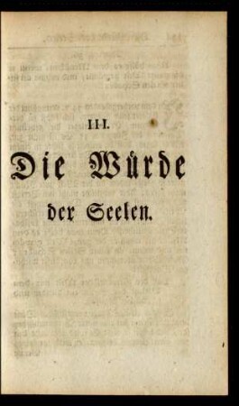 III. Die Würde der Seelen