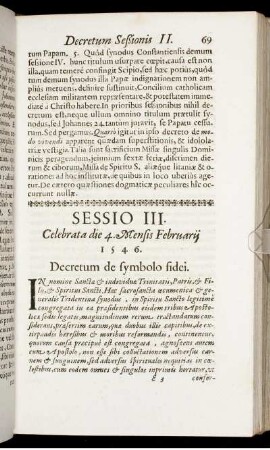 Sessio III. Celebrata die 4. Mensis Februarii 1546.