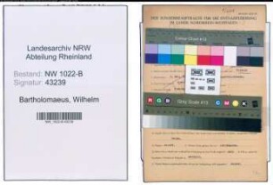 Entnazifizierung Wilhelm Bartholomaeus , geb. 05.05.1890 (Kaufmann)