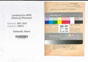 Entnazifizierung Maria Sieberath, geb. 17.09.1893 (Pfoertnerin)
