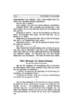 Über Geologie als Unterrichtsfach