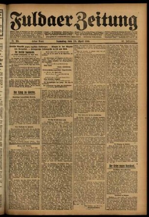 Erste Ausgabe vom Samstag, den 29. April 1916.