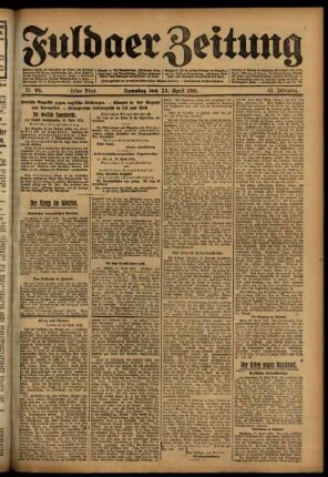 Erste Ausgabe vom Samstag, den 29. April 1916.