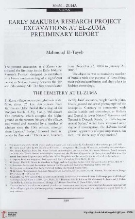 16: Early Makuria research project excavations at el-Zuma preliminary report