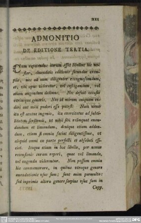 Admonitio De Editione Tertia