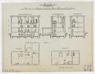 Technische Zeichnung : Projekt zum Neubau einer Roggenmühle für Herrn G. Pergande, Friedheim
